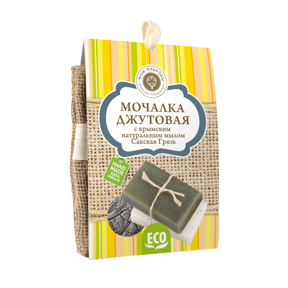 Мочалка джутовая с мылом "Сакская грязь"