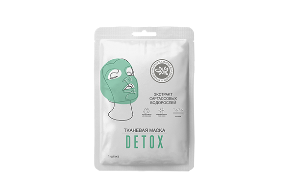 Тканевая маска для лица Detox, экстракт водорослей саргассовых 