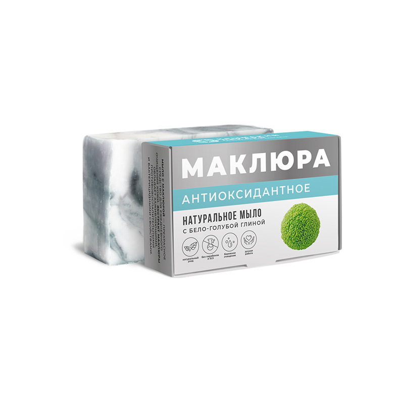Маклюра Мыло "Антиоксидантное" с бело-голубой глиной
